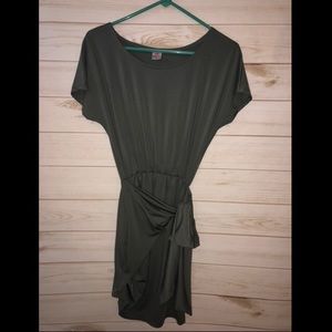 Army green wrap dress
